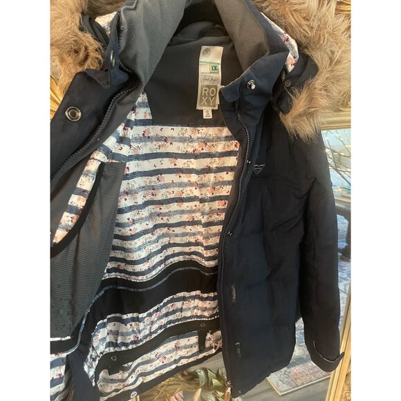 Roxy Jonah Bright 10K Navy Jacket w removable hood. Insulated, waterproof Sz S - Picture 6 of 12